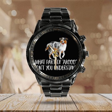 Discover Mini Aussie AROOO Miniature Australian Shepherd Calendar Steel Band Watch