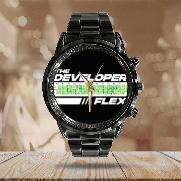 Discover Developer Flex Programmer Humor Coding Jokes Funny Developer Calendar Steel Band Watch