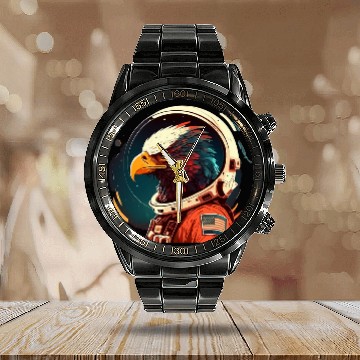 Discover Outer Space Eagle on Galaxy Astronaut Eagle Calendar Steel Band Watch