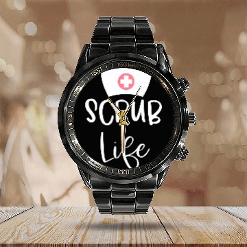 Discover Funny Scrub Life RN nurses Practitioner Nursing Student Calendar Steel Band Watch