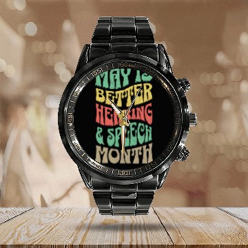 Discover Cute Speech Therapist SLP Therapy Retro 70s vintages 70s Calendar Steel Band Watch