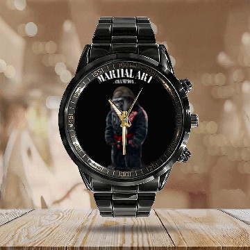 Discover Gorilla Judo Karate Master in Black Judogi Calendar Steel Band Watch