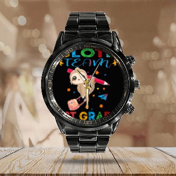 Discover Funny Sloth Student Teacher Team 1st Grade Baseball Tees Calendar Steel Band Watch
