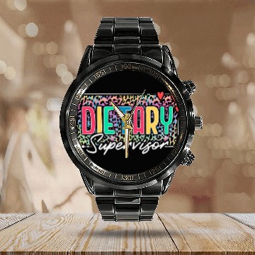 Discover Dietary Supervisor Appreciation Leopard Calendar Steel Band Watch