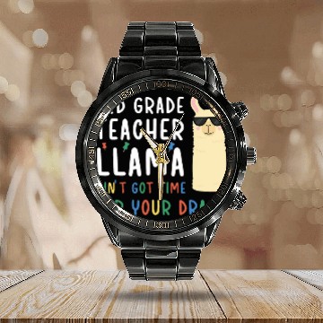 Discover 3rd Grade Teacher Llama Third Grade Teacher Calendar Steel Band Watch