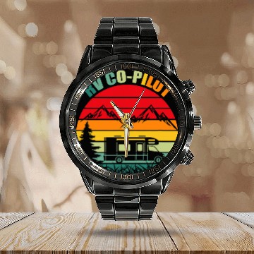 Discover Retro vintages Rv CoPilot Rv Adventures RV Baseball Tees Calendar Steel Band Watch