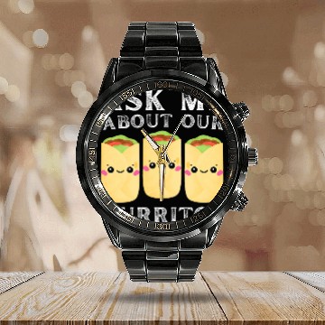 Discover Taco Lover nurses saying Ask Me About Our Burritos Baseball Tees Calendar Steel Band Watch