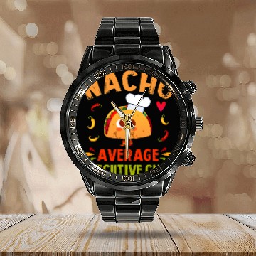 Discover Nacho Average Executive Chef Taco Cinco De Mayo Calendar Steel Band Watch