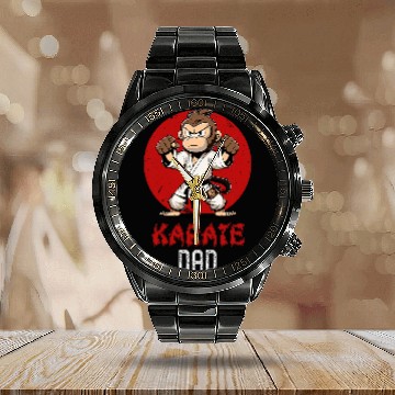 Discover Gorilla Karate Dad Martial Arts Dad Calendar Steel Band Watch