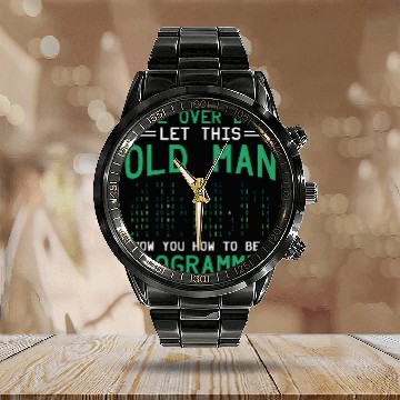 Discover Binary Coding Programmer Let This Old Man Binary Code Calendar Steel Band Watch