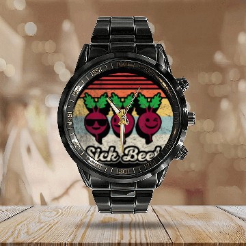 Discover vintages Sick Beet Food Pun Beet Farmer Vegetable Funny Beet 23 Calendar Steel Band Watch