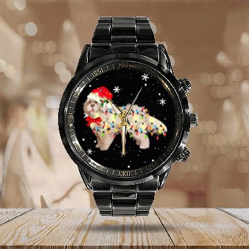 Discover newfoundland dog christmas light xmass mom dad s Baseball Tees Calendar Steel Band Watch