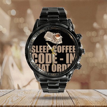 Discover caffeines Coder Software Developer Engineer Coffee Programmer 41 Calendar Steel Band Watch