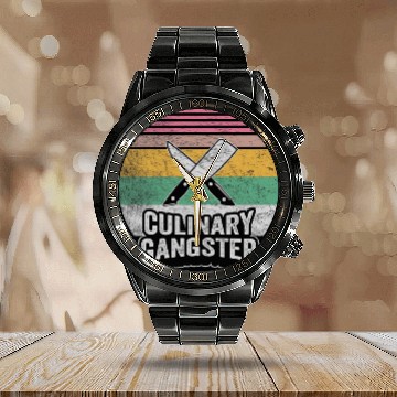 Discover vintages Funny Chef Culinary Gangster Butcher Cooking Calendar Steel Band Watch