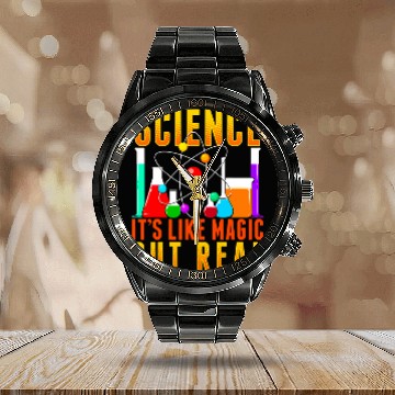 Discover Funny Science Its Like Magic But Real Zip Calendar Steel Band Watch