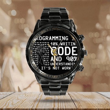 Discover Binary Coding 10 Writing 90 Understanding Programmer Calendar Steel Band Watch