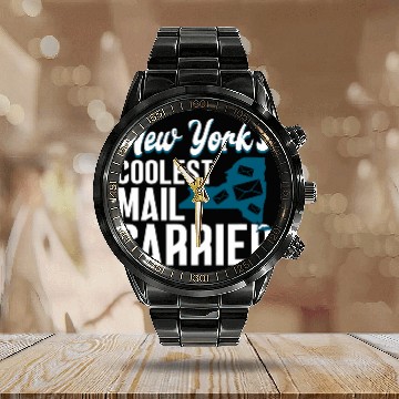 Discover New Yorks coolest mail carrier postal worker mail lady Calendar Steel Band Watch