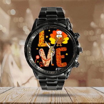 Discover PCT nurses Turkey Thanksgiving Day Love nurses Life Fall Calendar Steel Band Watch