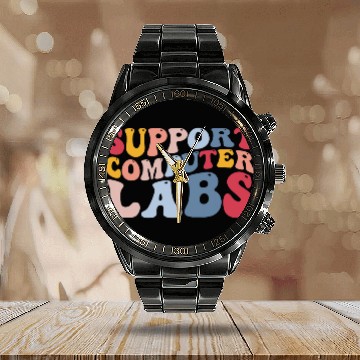 Discover Support Computer Labs Developer Programmer Calendar Steel Band Watch