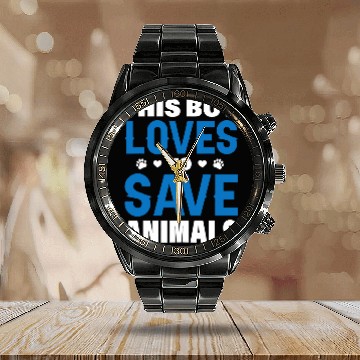 Discover This Boy Loves To Save Animals Calendar Steel Band Watch