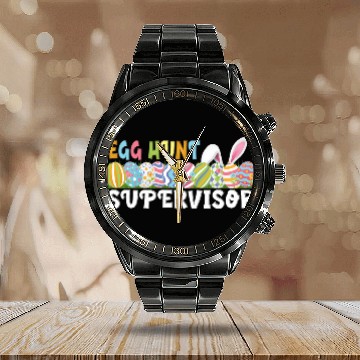 Discover Easter Egg Hunt Supervisor Funny Egg Hunting Party Baseball Tees Calendar Steel Band Watch