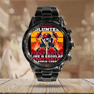Discover Volunteer Firefighter Fireman 2Firefighters Calendar Steel Band Watch