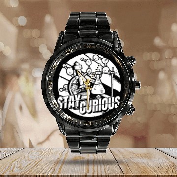 Discover Physics Physicist Scientist Science Stay Curious Baseball Tees Calendar Steel Band Watch