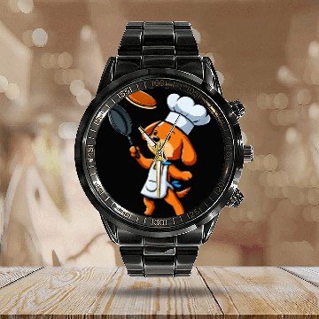 Discover Vizsla Chef Funny Dog Cooking Baseball Tees Calendar Steel Band Watch