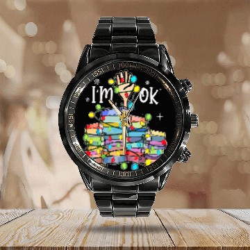 Discover Reading Books Librarian Reader Nerd Im Ok Teacher School 1 Calendar Steel Band Watch