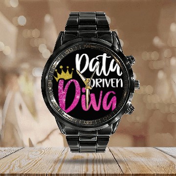 Discover Data Driven Diva swag for Science of Reading Teacher Calendar Steel Band Watch