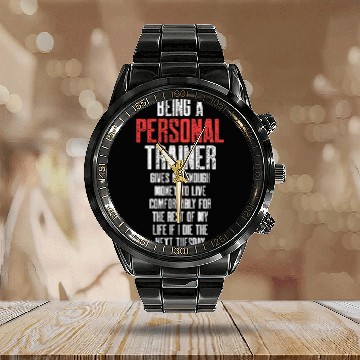 Discover Personal Trainer Gym Coachs Comfortably Wellness Coaching Zip Calendar Steel Band Watch