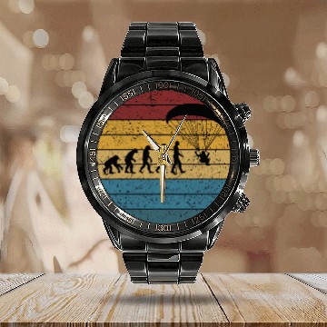 Discover Retro vintages Flying Paraglider Pilot Evolution Baseball Tees Calendar Steel Band Watch