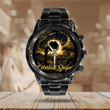 Discover 2024 Total Solar Eclipse Celestial Sequel 2017 Totality Sun Calendar Steel Band Watch