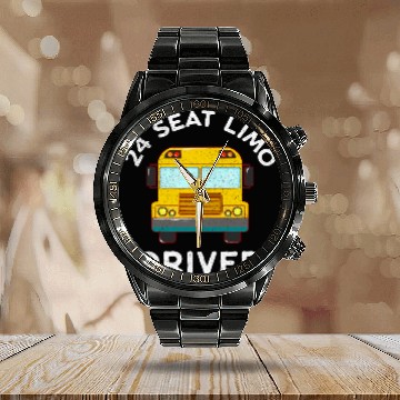 Discover Funny School Bus Driver 24 Seats Limo Calendar Steel Band Watch