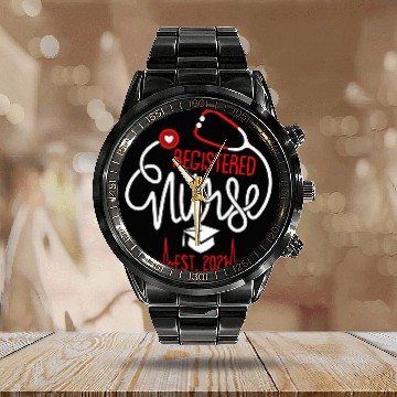 Discover Registered nurses Est Nursing Student RN Graduation 2 Calendar Steel Band Watch