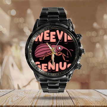 Discover Weevil Genius Bug Expert Entomologist Insect Lover Hunter Calendar Steel Band Watch