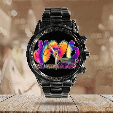 Discover Peace Love Sixth Grade Teacher Student School 6th Grader Baseball Tees Calendar Steel Band Watch