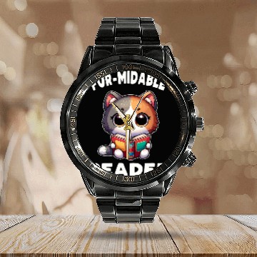Discover Reading Book Cat For Library Reading Teacher 4 Calendar Steel Band Watch