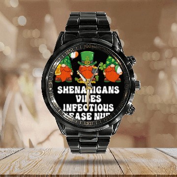 Discover Infectious Disease nurses Gnomes St Patricks Day Zip Calendar Steel Band Watch