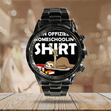 Discover Homeschooling School Child Student Sloth School Baseball Tees Calendar Steel Band Watch