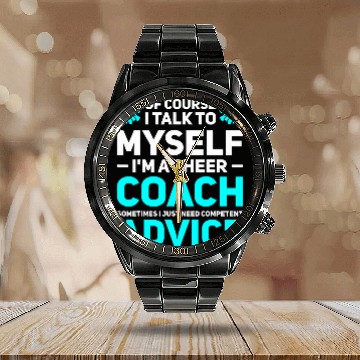 Discover Of course I talk to cheer Coachs cheerleading Baseball Tees Calendar Steel Band Watch