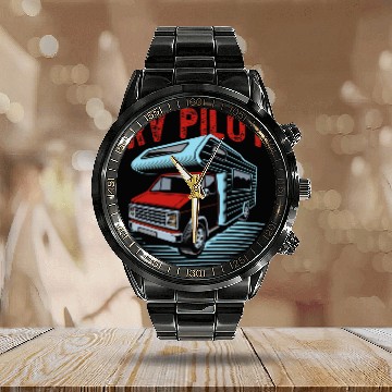 Discover Camping Motorhomes Campervan RV Pilot Baseball Tees Calendar Steel Band Watch