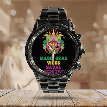 Discover Naval Architect Mardi Gras Vibes Calendar Steel Band Watch
