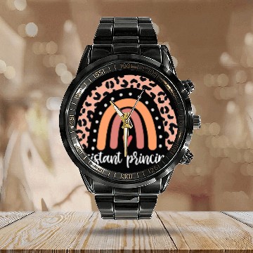 Discover Assistant Principal Rainbow Funny Job Title School Worker 5 Calendar Steel Band Watch
