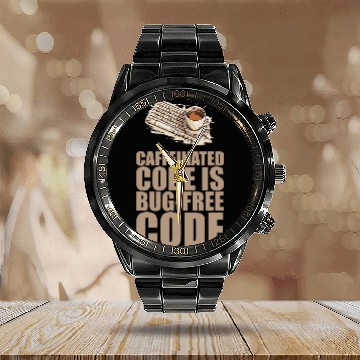 Discover caffeines Coder Software Developer Engineer Coffee Programmer 5 Calendar Steel Band Watch