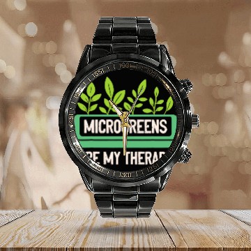 Discover Microgreens are My Therapy 2Microgreens Grower Farmer Calendar Steel Band Watch