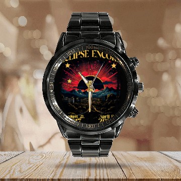 Discover 2024 2017 Eclipse Encore Total Solar Eclipse April 8 Sun Calendar Steel Band Watch