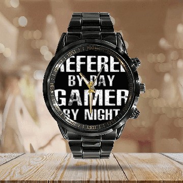 Discover Referee Gamer By Night Funny Ref Gaming Calendar Steel Band Watch