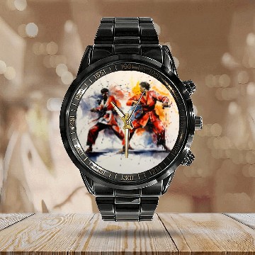Discover Abstract Karate Movements Abstract Martial Arts Motion Art 1 Calendar Steel Band Watch