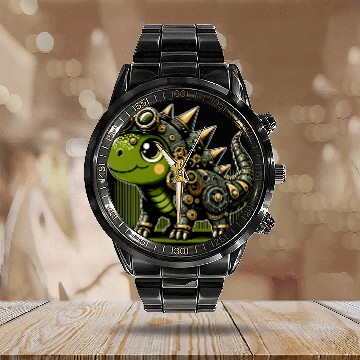 Discover Dinosaurs Robots Robotics Engineering Technology Programmer Calendar Steel Band Watch